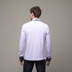 Lila Long Sleeve Polo // Lilac + White (M)