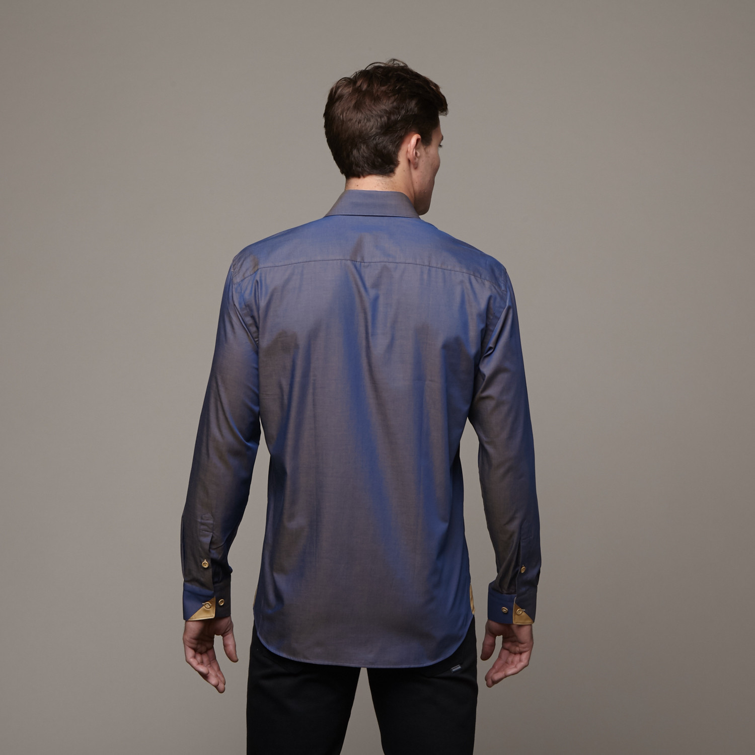 Mini Panam Dress Shirt // Blue + Gold (S) - Maceoo - Touch of Modern