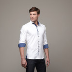 Wall Street Dress Shirt // Off White + Navy (S)