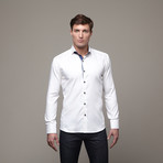 Wall Street Dress Shirt // Off White + Navy (S)