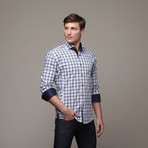 Wall Street Dress Shirt // Grey + Blue (L)