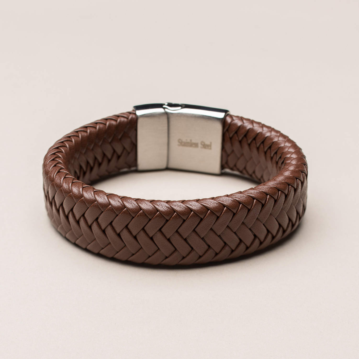 Fancy Genuine Thick Braided Leather Buckle Bracelet // Brown - Yeidid ...