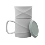 Wave //  Coffee Mug Set (Warm Gray Coaster)