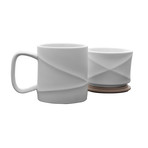 Wave //  Coffee Mug Set (Warm Gray Coaster)