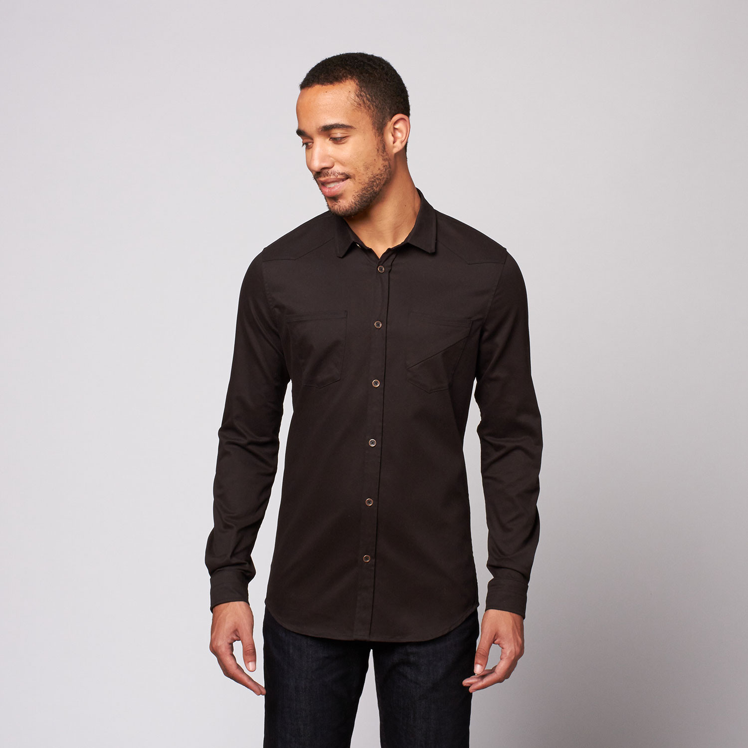 Benson Button-Up // Black Raw (S) - OPNK - Touch of Modern