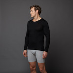 Merino Wool Long Sleeve Shirt // Black (2XL)