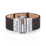 Industrial Design Genuine Leather & Stainless Steel Bracelet