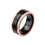 Two Tone Black & Rose Ring // Stainless Steel (Size 9)