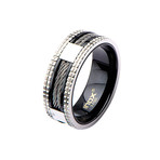 Black Cable Ring // Stainless Steel (Size 9)