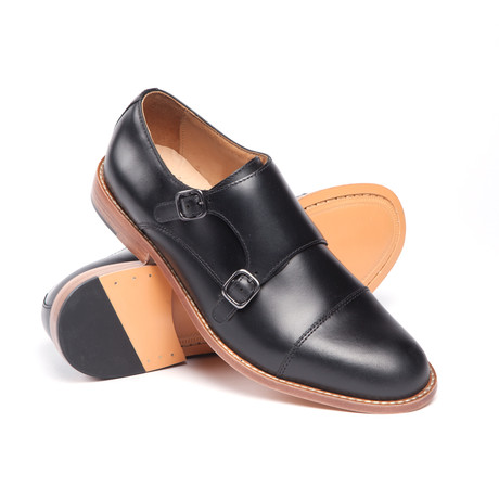 Price Leather Double Monk Strap // Black (US: 8)