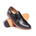 Price Leather Double Monk Strap // Black (US: 8.5)