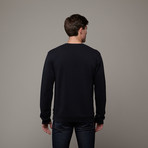 Box Stripe Pocket Crewneck Sweatshirt // Black (L)