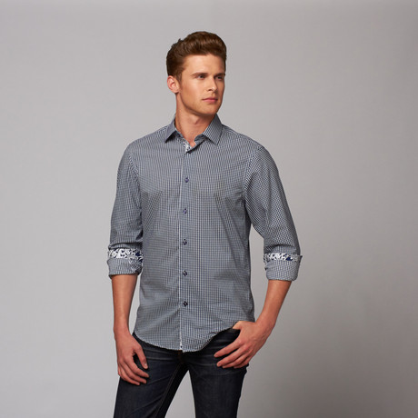 Button-Up Shirt // Blue Pattern (S)