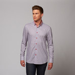 Button-Up Shirt // Red + Navy Pattern (S)