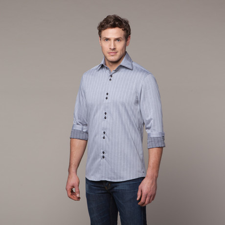 Button-Up Shirt // Silver Stripe (S)