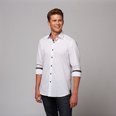 Button-Up Shirt // White Polka Dot (S)