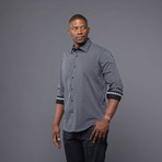 Black Dress Shirt // Black & White Stripe (1X)