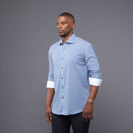 Blue Ginghm Dress Shirt // Blue Gingham (1X)