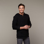 Hooded Henley Fleece Pull Over // Stretch Limo (L)