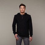 Hooded Henley Fleece Pull Over // Stretch Limo (L)
