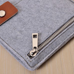 Light Grey Felt iPad Sleeve // Double Vertical Zipper (iPad Mini)