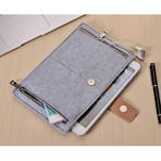 Light Grey Felt iPad Sleeve // Double Vertical Zipper (iPad Mini)