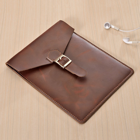 iPad Sleeve // Leather With Front Pocket (iPad Mini)