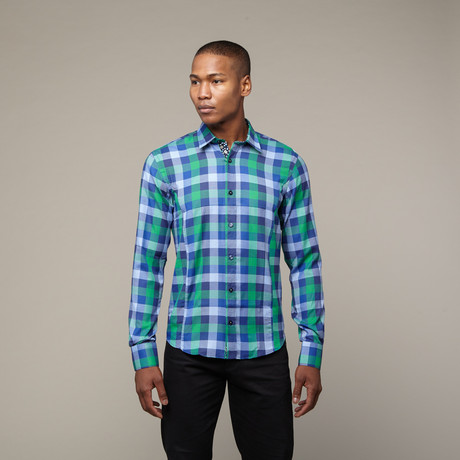 Large Check Shirt // Green + Navy (XS)