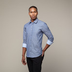 Solid Jacquard Button-Up // Navy (L)