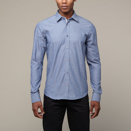 Solid Jacquard Button-Up // Navy (XS)