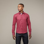 Navy Pinstripe Shirt // Maroon (S)