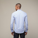 Brown + Blue Stripe Shirt // Blue (XS)