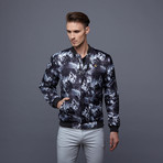 Lowe Print Zip Bomber Jacket // Ashes (XL)