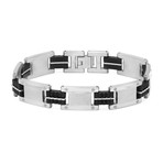 Stainless Steel Bracelet with Rubber Design