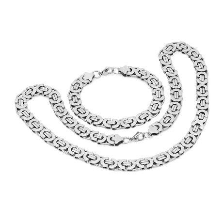 Stainless Steel Mechanic Style Chain Bracelet/Necklace Set