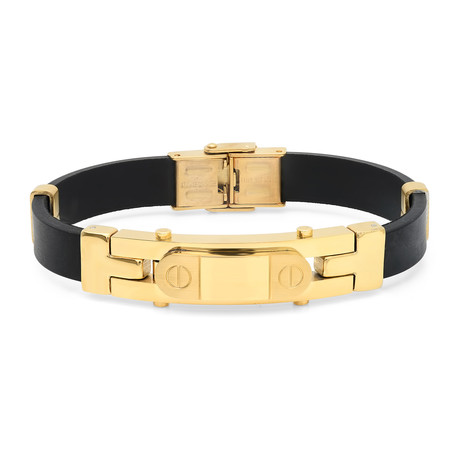 Rubber Bracelet with Gold Plated Stainless Steel Accents