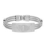 Stainless Steel Wire Bracelet with Stainless Steel Accent (Silver)