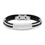 Rubber Bracelet with Steel Accent (Black)