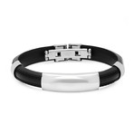 Rubber Bracelet with Steel Accent (Black)