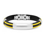 Rubber Bracelet with Steel Accent (Black)