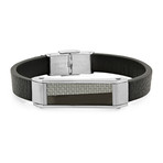 Leather Bracelet with Accented Plate (Checkered)