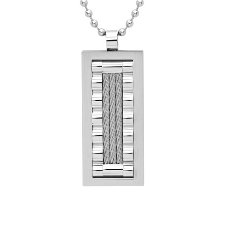 Stainless Steel Pendant with Cable Wire Accent