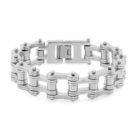 Stainless Steel Bicycle Chain Bracelet (Silver)