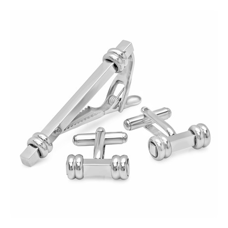 Stainless Steel Bar Cufflinks And Tie Bar Set