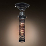 1 Light Metal Mesh Cage Single Ceiling Light