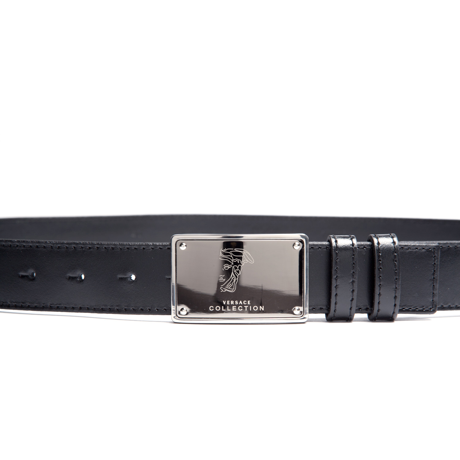Versace Collection Chrome Plate Leather Belt (38) - Versace Collection ...