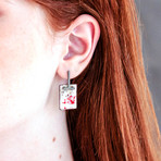 Pond Earrings // Oxidized Silver and Red Enamel