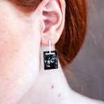 Pond Earrings //  Silver and Black Enamel