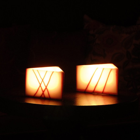 Color-Changing Flameless Candles // Triangular // Set Of 4 (Cream)