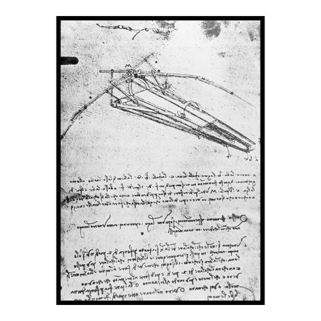 Design For a Flying Machine Folio 74v 143 // circa 1488 (16.25"L x 11.63"W x  2"H)